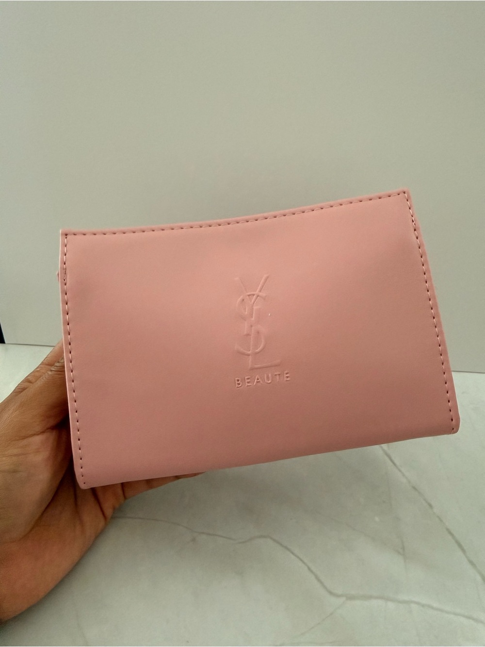 Yves Saint Laurent Pink Embossed Leather Cosmetic Case